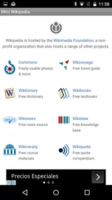 Mini Wikipedia android App screenshot 1